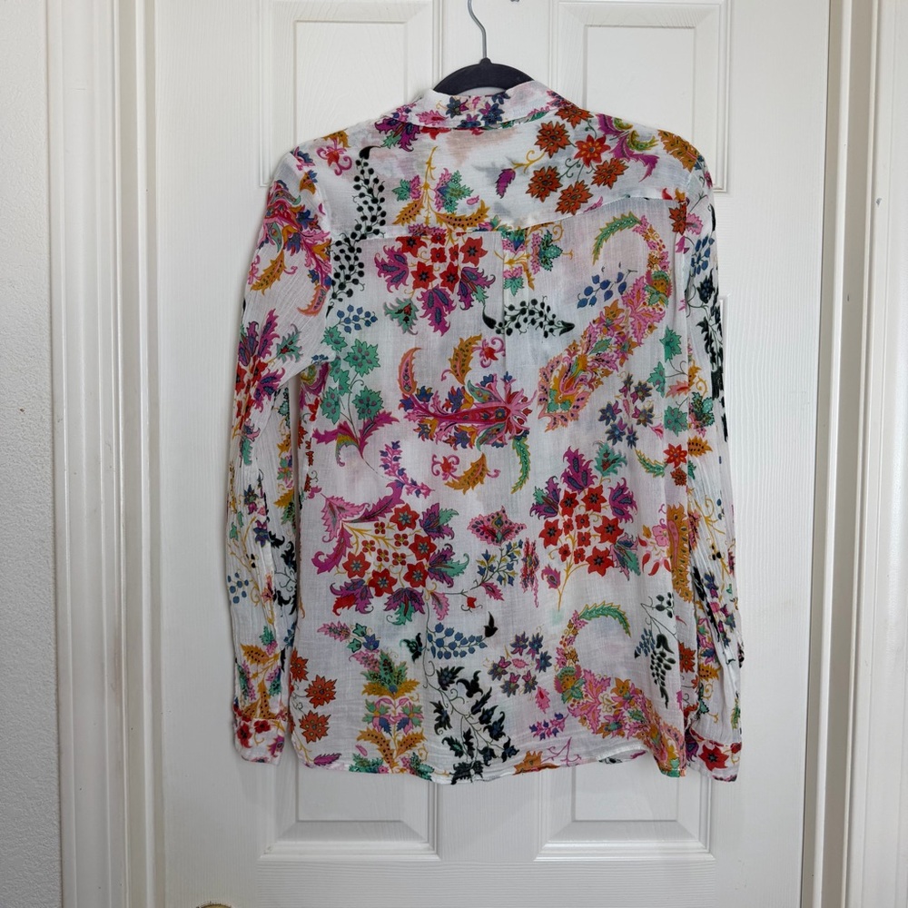 Michael Farrell Floral button up long sleeve top size L - Picture 6 of 7